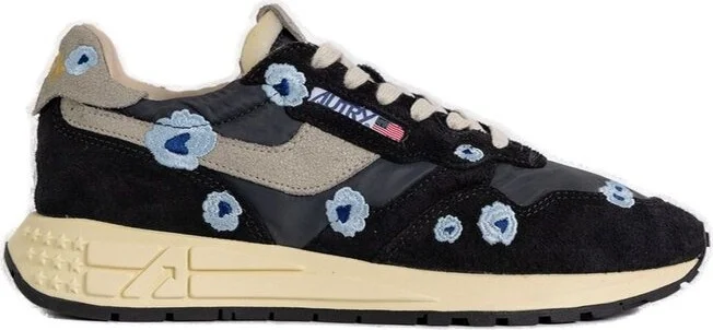 Autry Reelwind Low Floral Embroidered Sneakers