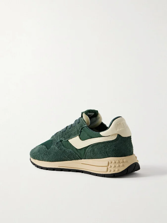 Autry - Reelwind Low Leather-trimmed Suede, Mesh And Shell Sneakers - Green - Image 3
