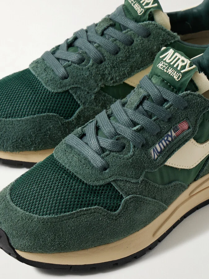 Autry - Reelwind Low Leather-trimmed Suede, Mesh And Shell Sneakers - Green - Image 4