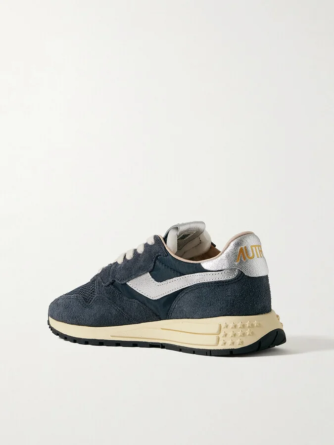 Autry - Reelwind Low Metallic Leather-trimmed Suede And Shell Sneakers - Blue - Image 3