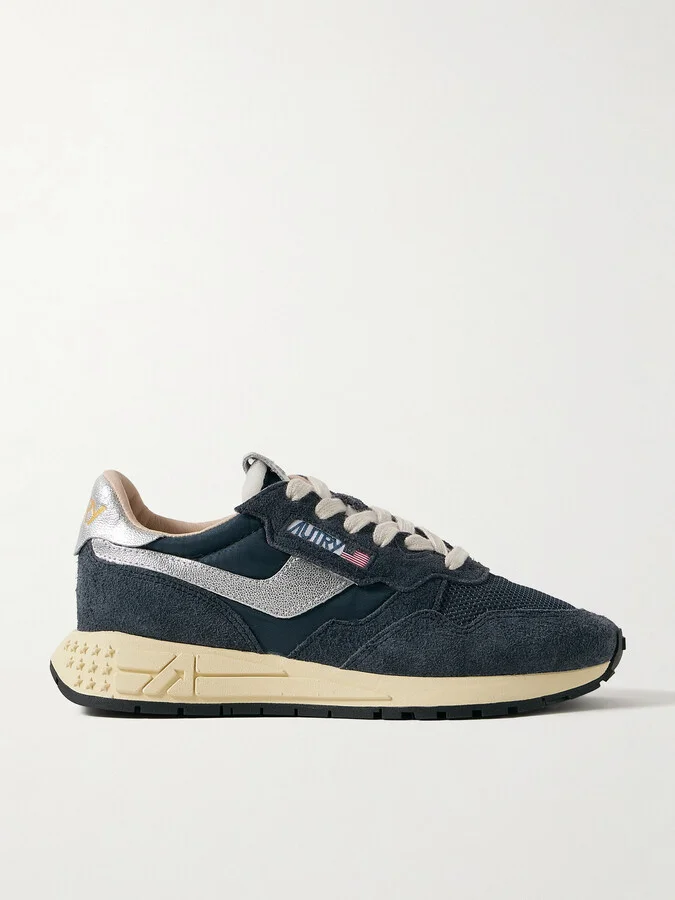 Autry - Reelwind Low Metallic Leather-trimmed Suede And Shell Sneakers - Blue