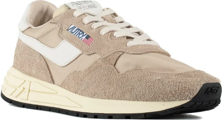 Autry Reelwind Low Nylon And Leather Craquele Pepper And White Sneakers - Image 3