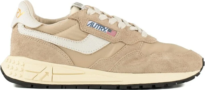 Autry Reelwind Low Nylon And Leather Craquele Pepper And White Sneakers
