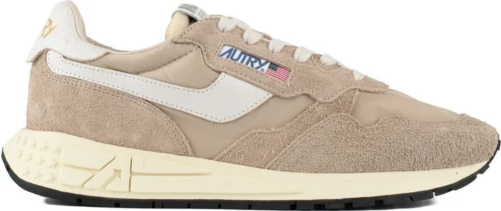 Autry Reelwind Low Nylon And Leather Craquele Pepper And White Sneakers