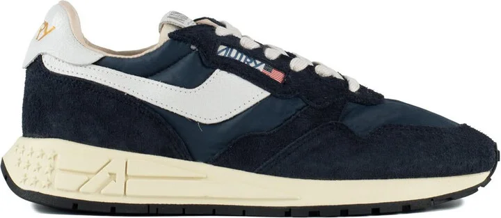 Autry Reelwind Low Nylon And Suede Blue Space And White Sneakers