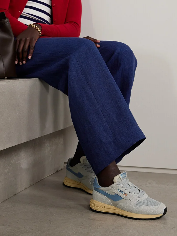 Autry - Reelwind Low Textured Leather-trimmed Suede And Shell Sneakers - Blue - Image 2