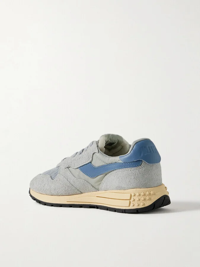 Autry - Reelwind Low Textured Leather-trimmed Suede And Shell Sneakers - Blue - Image 3