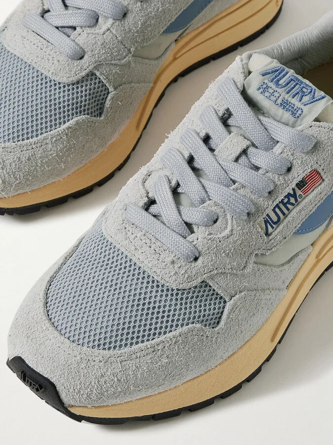 Autry - Reelwind Low Textured Leather-trimmed Suede And Shell Sneakers - Blue - Image 4