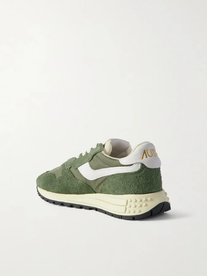 Autry - Reelwind Low Textured Leather-trimmed Suede And Shell Sneakers - Green - Image 3