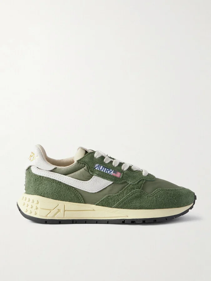 Autry - Reelwind Low Textured Leather-trimmed Suede And Shell Sneakers - Green