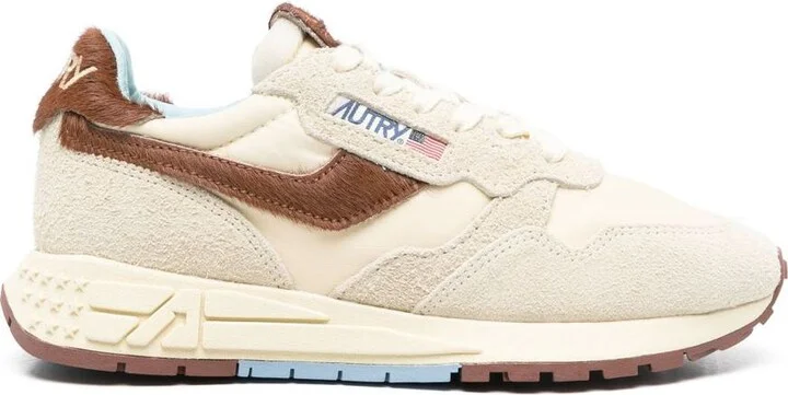 Autry Reelwind Sneakers In Beige And Brown With Suede