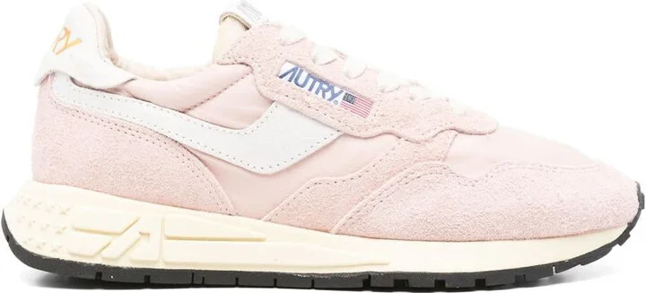 Autry Reelwind Sneakers In Pink And White With Suede
