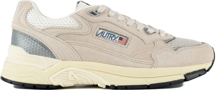 Autry Sand And Silver Mesh And Suede Hyperway Sneakers