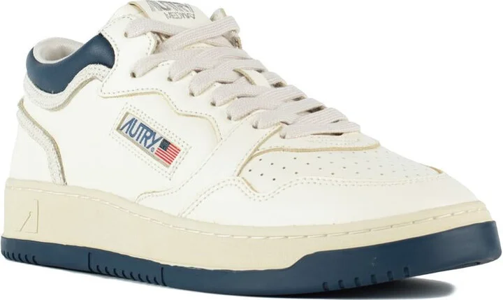 Autry Sneakers Med-Way Mid In White And Blue Leather - Image 3