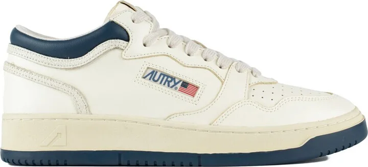 Autry Sneakers Med-Way Mid In White And Blue Leather