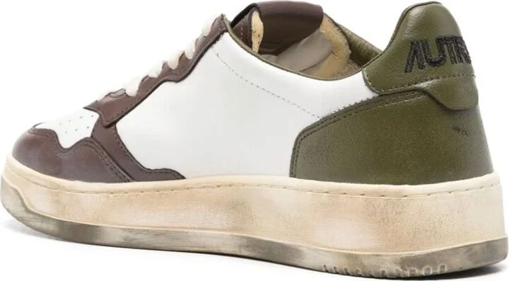 Autry Sneakers Medalist Low Super Vintage In White Leather Green And Brown - Image 2