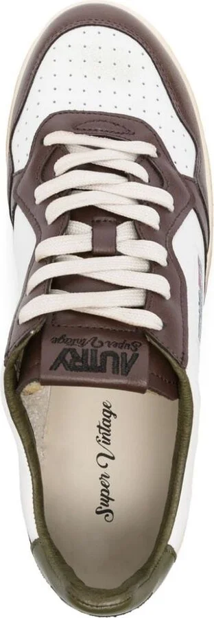 Autry Sneakers Medalist Low Super Vintage In White Leather Green And Brown - Image 3
