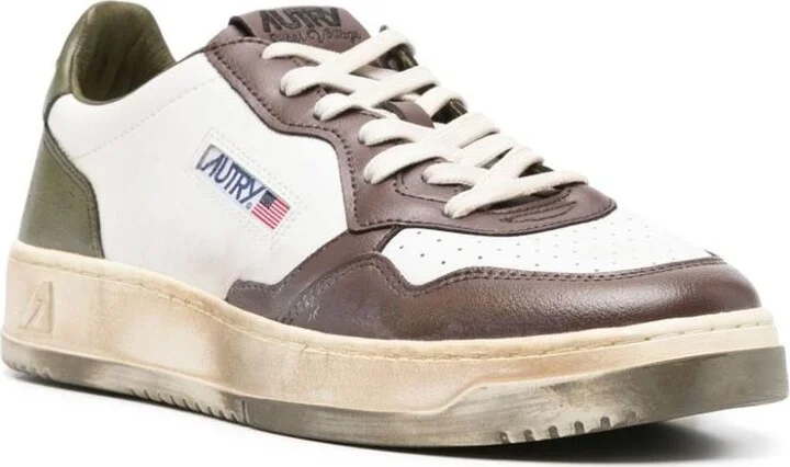 Autry Sneakers Medalist Low Super Vintage In White Leather Green And Brown - Image 4