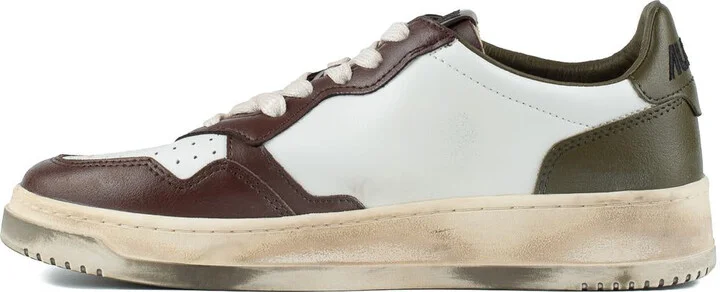 Autry Sneakers Medalist Low Super Vintage In White Leather Green And Brown - Image 2