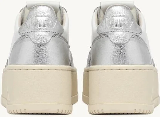 Autry Sneakers Platform Low In Pelle Bianca E Argento - Image 3