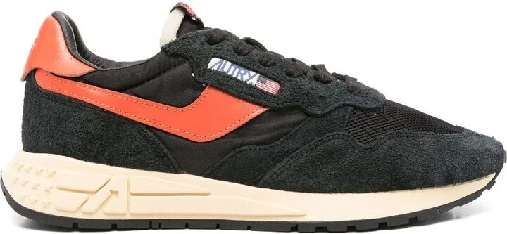 Autry Sneakers Reelwind Low In Nylon And Suede Black And Orange