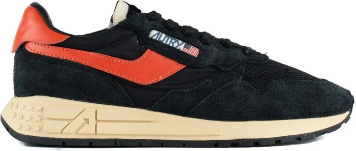 Autry Sneakers Reelwind Low In Nylon And Suede Black And Orange