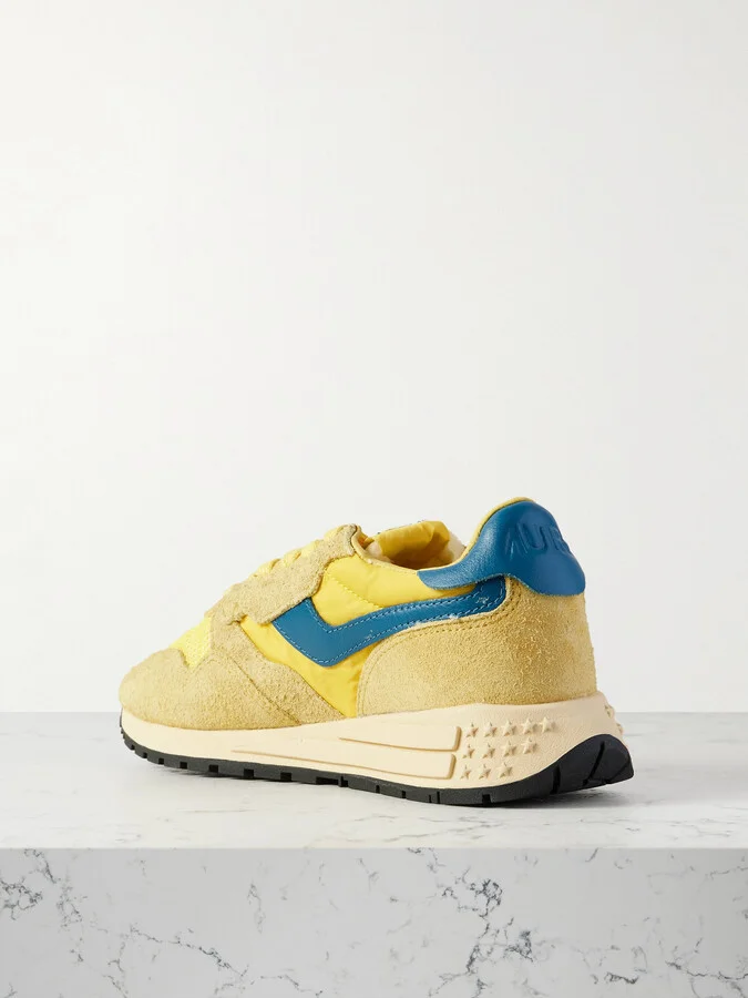 Autry - Super Vintage Brushed Suede And Leather-trimmed Mesh And Shell Sneakers - Yellow - Image 3