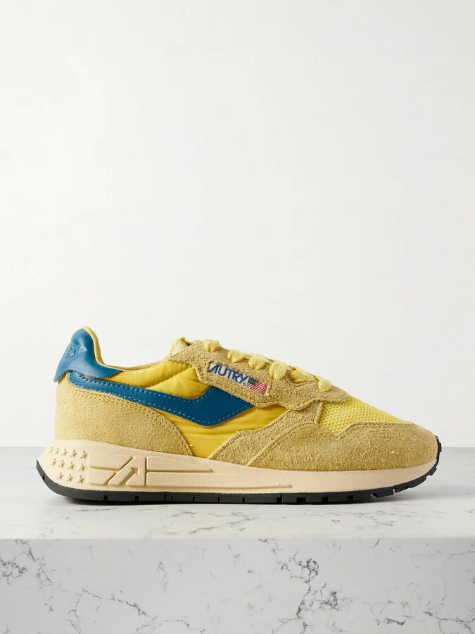 Autry - Super Vintage Brushed Suede And Leather-trimmed Mesh And Shell Sneakers - Yellow