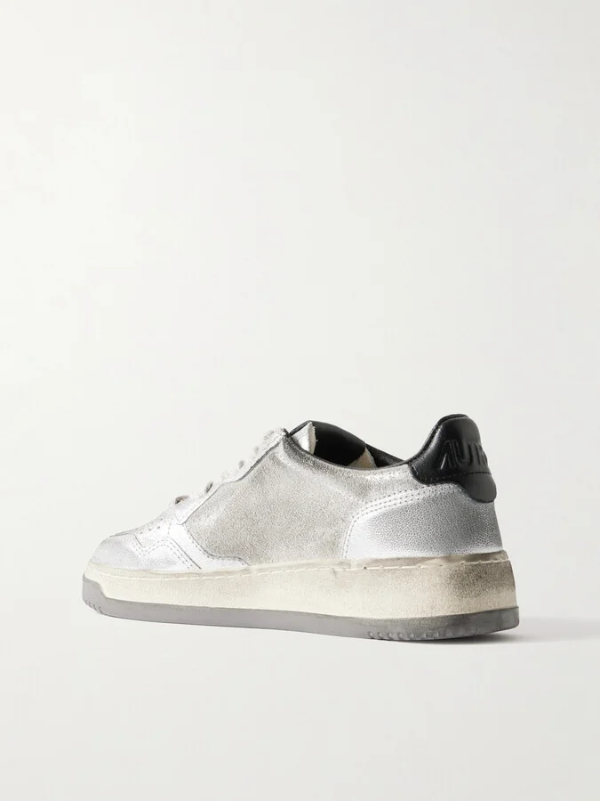 Autry - Super Vintage Distressed Leather And Suede Sneakers - Gray - Image 3