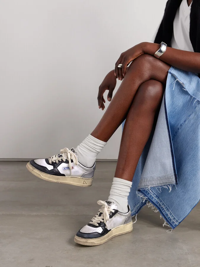 Autry - Super Vintage Distressed Leather Sneakers - Black - Image 2