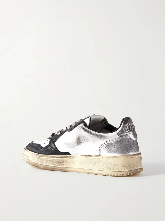 Autry - Super Vintage Distressed Leather Sneakers - Black - Image 3