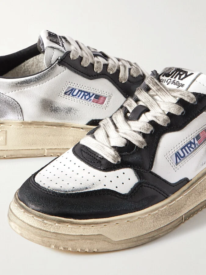 Autry - Super Vintage Distressed Leather Sneakers - Black - Image 4