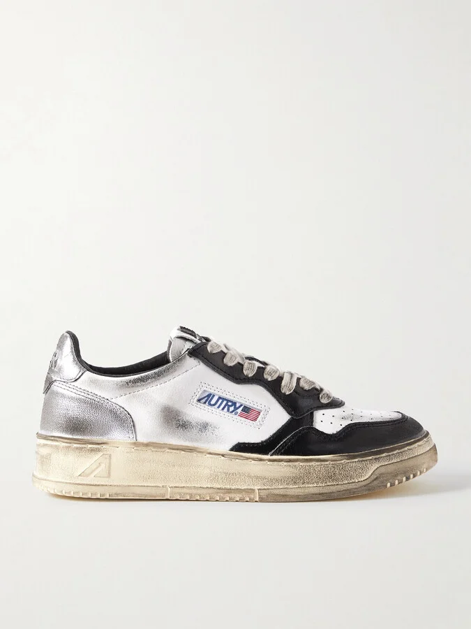 Autry - Super Vintage Distressed Leather Sneakers - Black