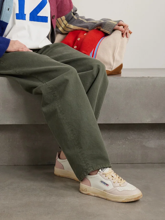 Autry - Super Vintage Distressed Paneled Leather Sneakers - Pink - Image 2
