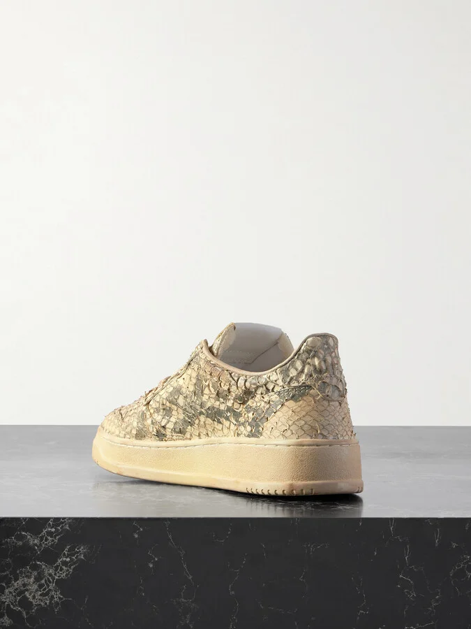 Autry - Super Vintage Distressed Snake-effect Leather Sneakers - Animal print - Image 3