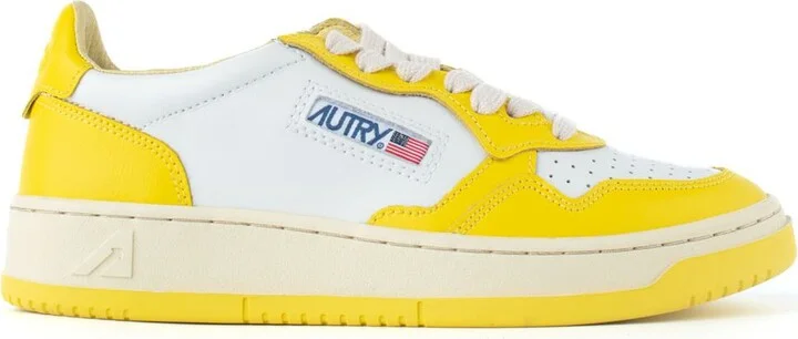 Autry Two-Tone White And Yellow Leather Sneakers