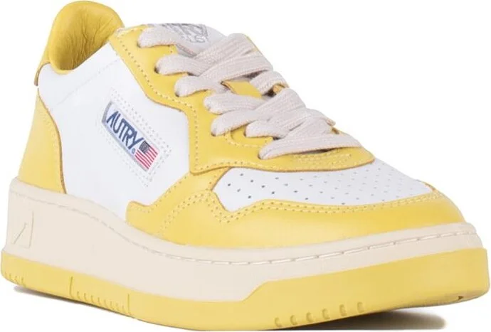Autry Two-Tone Yellow And White Leather Sneakers - Image 2