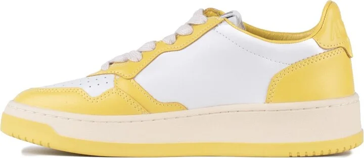 Autry Two-Tone Yellow And White Leather Sneakers - Image 3