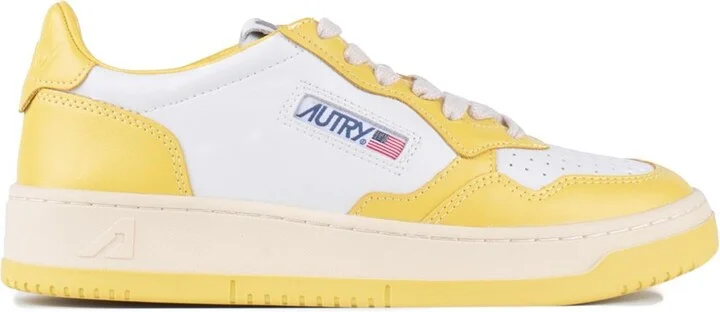 Autry Two-Tone Yellow And White Leather Sneakers