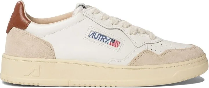 Autry White And Brown Leather And Suede Medalist Low Sneakers - Image 2