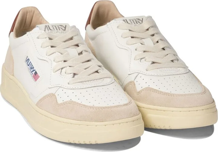 Autry White And Brown Leather And Suede Medalist Low Sneakers - Image 3