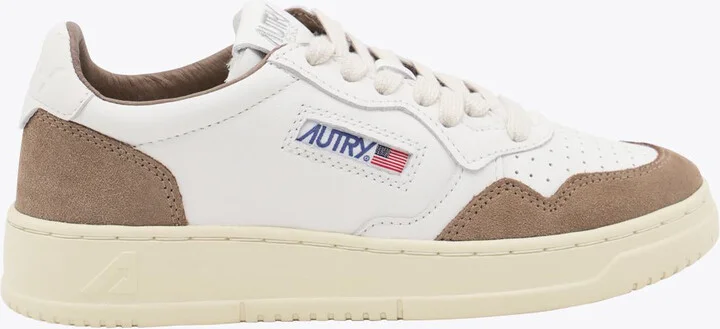 Autry White And Brown Leather Medalist Sneakers