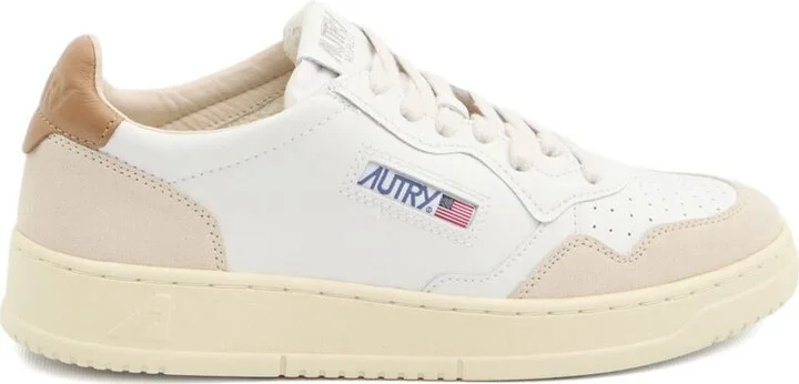 Autry White And Caramel 'Medalist Low' Sneakers In Leather With Suede Inserts