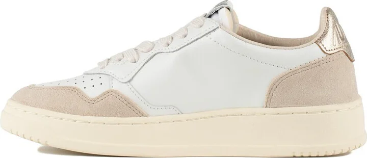 Autry White And Gold Leather And Suede Medalist Low Sneakers - Image 2