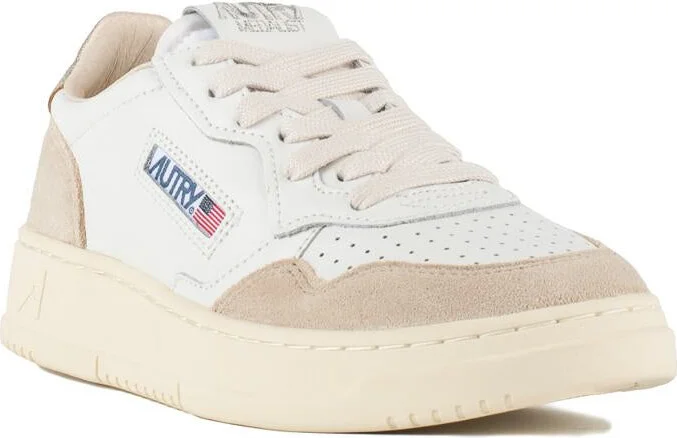 Autry White And Gold Leather And Suede Medalist Low Sneakers - Image 3