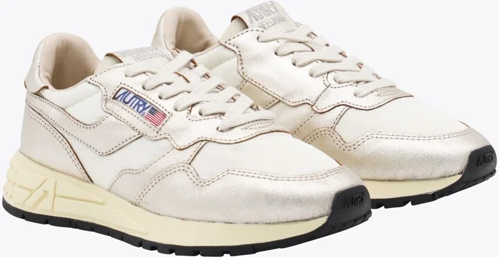 Autry White And Gold Leather Reelwind Sneakers - Image 2