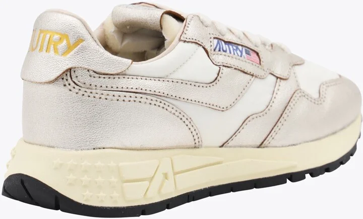 Autry White And Gold Leather Reelwind Sneakers - Image 3