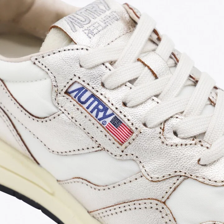 Autry White And Gold Leather Reelwind Sneakers - Image 4