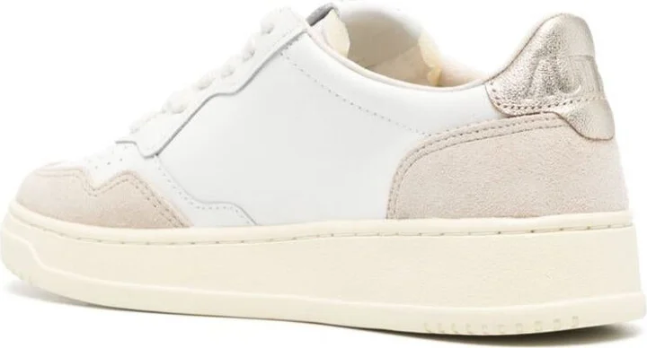 Autry White And Gold 'Medalist Low' Sneakers In Leather With Suede Inserts - Image 3