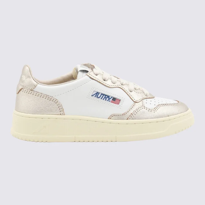 Autry White And Gold Sneakers